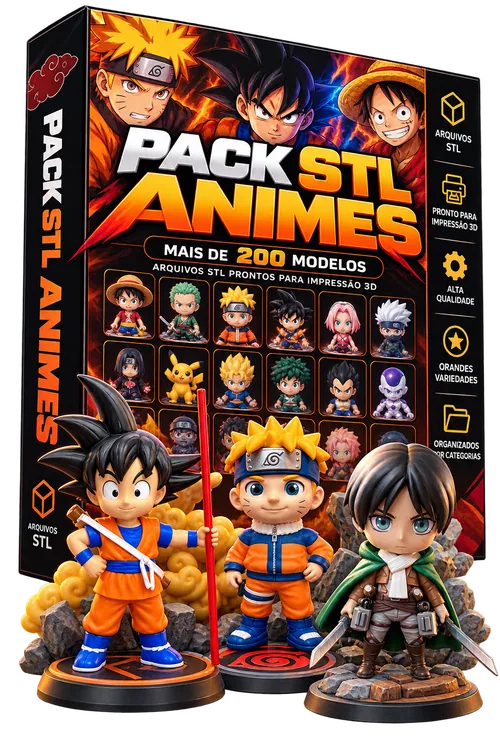 Pack com mais de 200 arquivos STL de personagens de animes em estilo Chibi