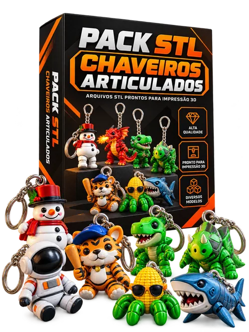 Pack de arquivos STL de chaveiros articulados para impressão 3D