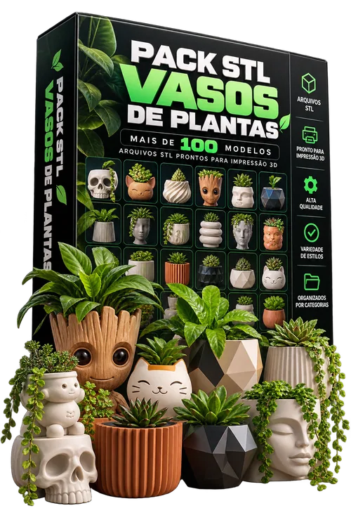 Pack STL com mais de 100 modelos de vasos de plantas criativos